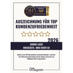 Mario Lach alias DJ CMO wurde der Preis für Kundenzufriedenheit 2026 vom CH Magazin verliehen.